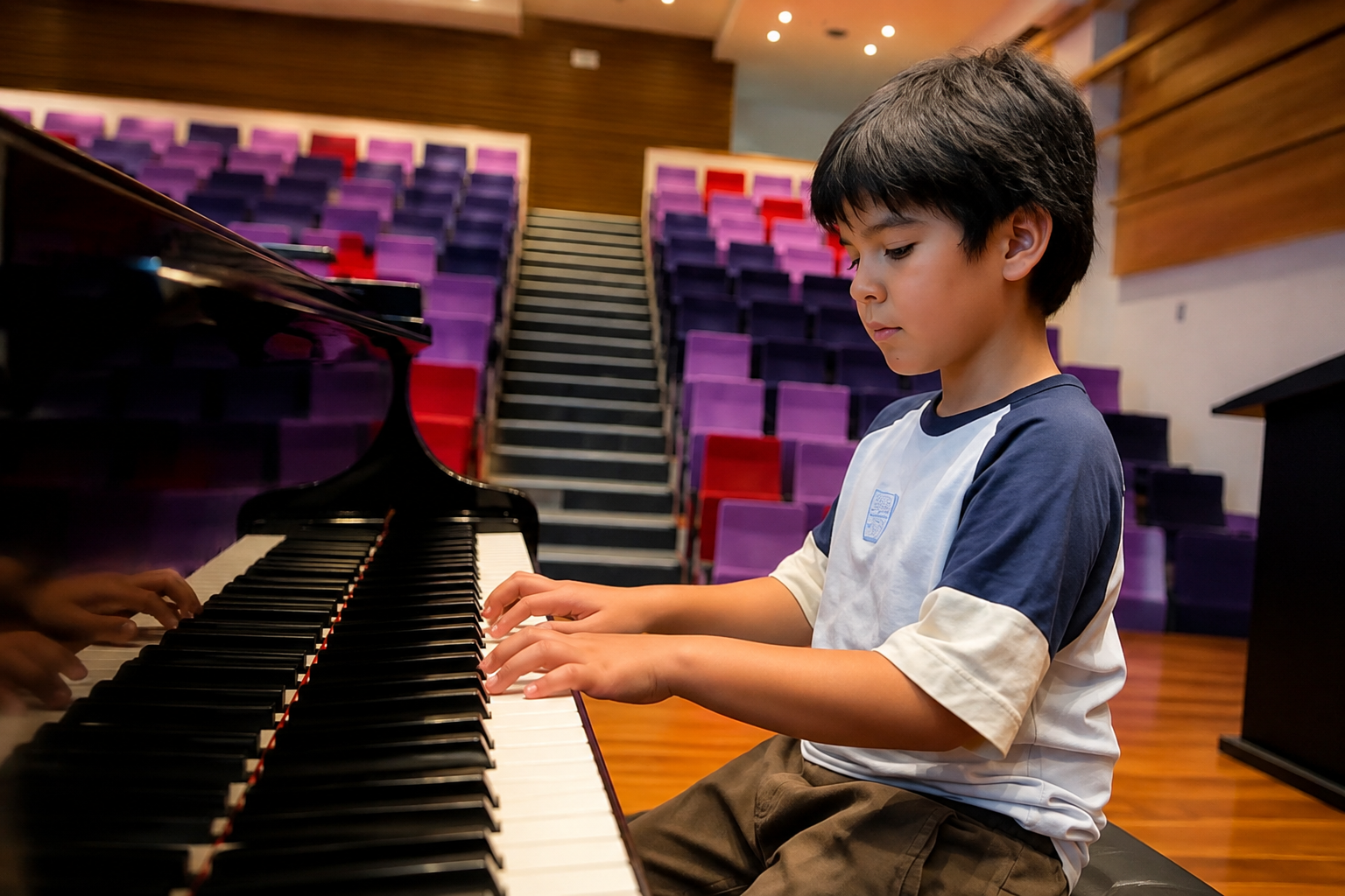 Estudiante de KIRU aprendiendo piano